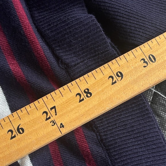 Joseph A Sweater Womens Extra Large XL Blue Red Striped Ruffle Zip Sleeve NEW - Picture 9 of 11